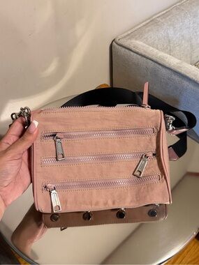 Rebecca Minkoff Pink Crossbody Bag with Multiple Zip Pockets